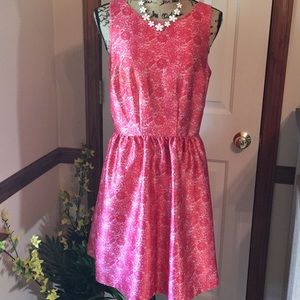 The Limited Pink/Coral Lace Print Fit&Flare Dress